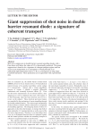 Giant suppression of shot noise in double barrier resonant diode: a