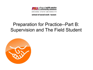 Preparation for Practice--Part B: Supervision and The Field Student