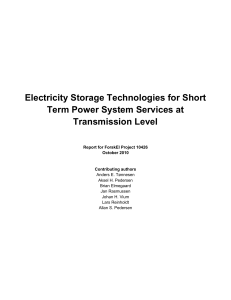 Electricity Storage Technologies for Short Term Power System