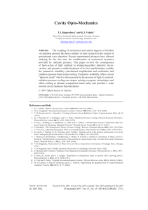 Cavity Opto-Mechanics