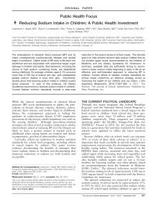 Reducing Sodium Intake in Children: A Public