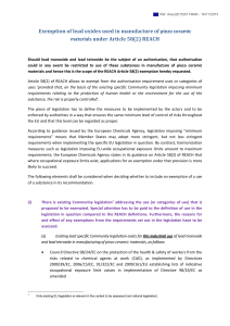 Exemption of lead oxides used in manufacture of piezo ceramic