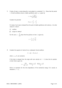 1. A body of mass m moves along the x