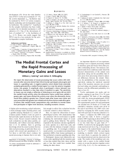 The Medial Frontal Cortex and the Rapid Processing of Monetary