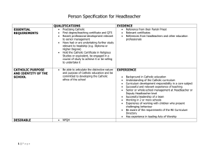 Person Specification for Headteacher QUALIFICATIONS EVIDENCE