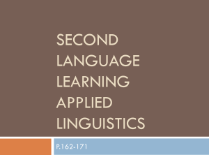 SECOND LANGUAGE LEARNING APPLIED LINGUISTICS