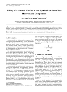 Utility of Activated Nitriles in the Synthesis of Some New