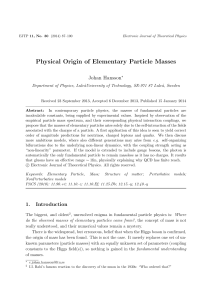 Physical Origin of Elementary Particle Masses