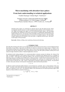 Micro-machining with ultrashort laser pulses: From