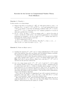 Exercises for the Lecture on Computational Number Theory