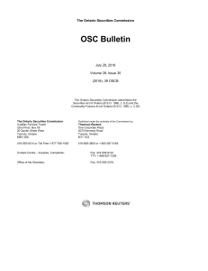 OSC Bulletin: July 28, 2016 Volume 39, Issue 30