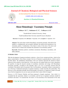 About Heisenberg`s Uncertainty Principle