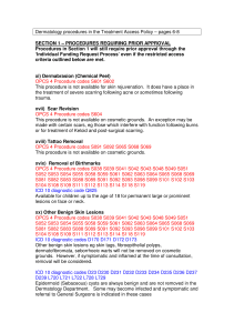 Dermatology procedures in the Treatment Access Policy – pages 6