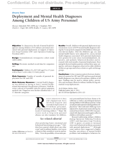 Deployment and Mental Health Diagnoses Among Children of US