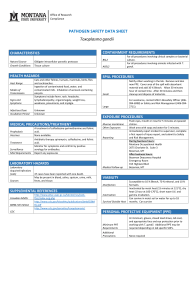 PATHOGEN SAFETY DATA SHEET Toxoplasma gondii