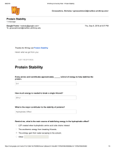 Protein Stability - Chemistry at Winthrop University