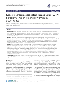 Kaposi`s Sarcoma Associated-Herpes Virus (KSHV) Seroprevalence