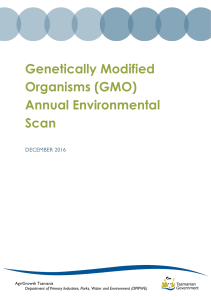 Genetically Modified Organisms (GMO) Annual Environmental Scan