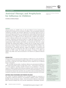 Antiviral Therapy and Prophylaxis for Influenza in Children