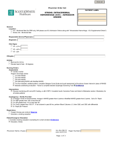 stroke: intracerebral hemorrhage (ich) admission orders