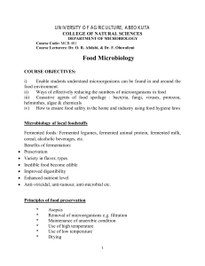 Food Microbiology - The Federal University of Agriculture, Abeokuta