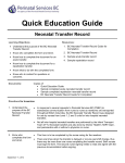 Quick Education Guide for Neonatal Transfer Record