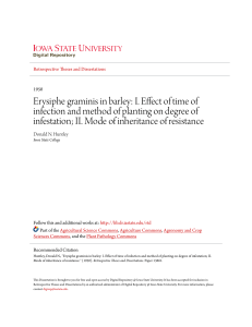 I. Effect of time of infection and method of planting on degree