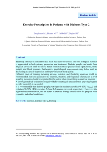 Exercise Prescription in Patients with Diabetes Type 2