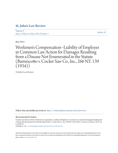 Liability of Employer in Common Law Action for Damages Resulting
