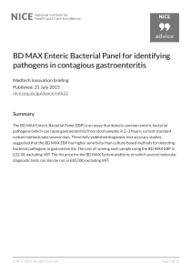 BD MAX Enteric Bacterial Panel for identifying pathogens