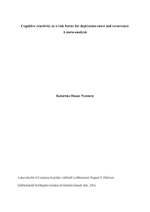 Cognitive reactivity as a risk factor for depression onset