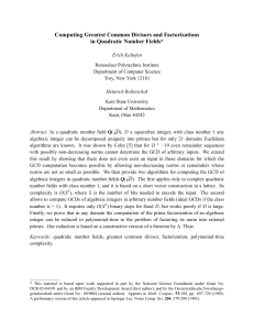 Computing Greatest Common Divisors and Factorizations in