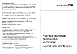 BCG vaccination for neonatals (newborn babies)