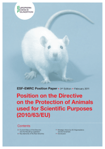Position on the Directive on the Protection of Animals used for