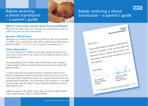 Babies receiving a blood transfusion – a parent`s guide Babies
