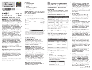 Datasheet for Q5® Hot Start High-Fidelity 2X Master Mix