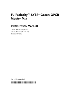 Manual: FullVelocity(TM) SYBR® Green QPCR - Gene X