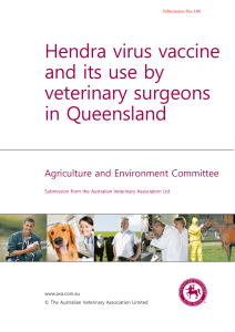 Hendra virus vaccine and its use by veterinary surgeons in