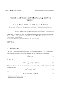 Reduction of Uncertainty Relationship For Spin Operator