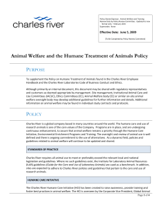 Animal Welfare and the Humane Treatment of Animals Policy