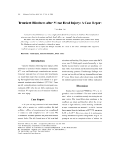 Transient Blindness after Minor Head Injury: A Case Report
