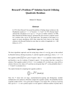 Brocard`s Problem 4th Solution Search Utilizing Quadratic Residues