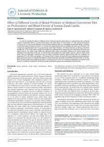 Effect of Different Levels of Biosaf Probiotic in Medium Concentrate