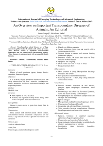 An Overview on Important Transboundary Diseases of Animals: An