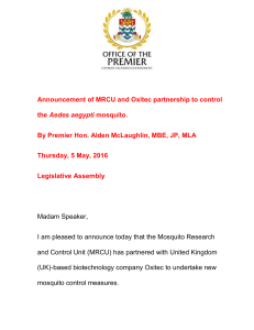 Premier`s statement on partnership with Oxitec, 5 May 2016