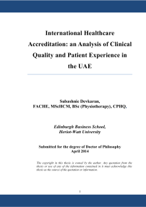 an Analysis of Clinical Quality and Patient Experience in the UAE