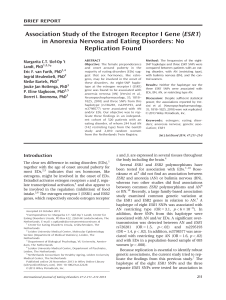 Association study of the estrogen receptor I gene (ESR1) in anorexia