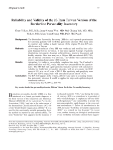 Reliability and Validity of the 20-Item Taiwan Version of