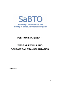 west nile virus and transplantation