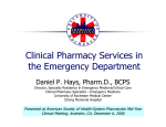 Clinical Pharmacy Services in the Emergency Department